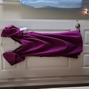 Purple Off the Shoulder Puff Sleeve Dress